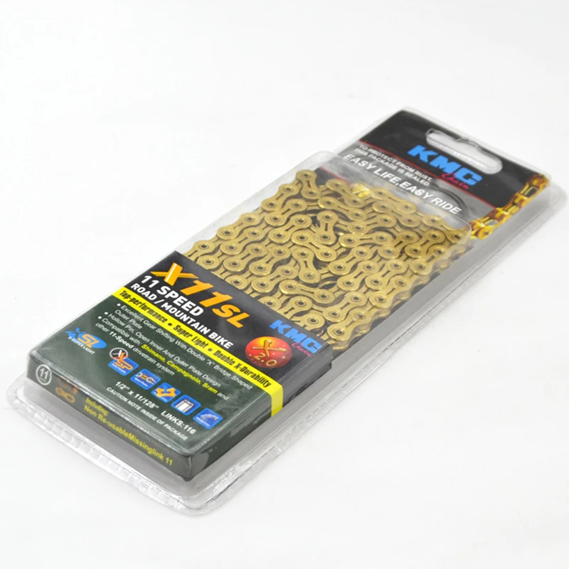 

Kmc X11SL 11 speed road chain 116 links Bicycle Hollow Chain Cycling Bicycle Bike Parts Silver/Gold For MTB Mountain Bike Chain