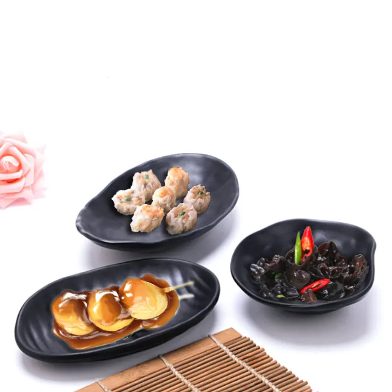 Black Melamine Butter Dish Tableware KTV Snack Japanese Sushi Condiment Seasoning Soy Sauce Plate Restaurant Serving | Дом и сад