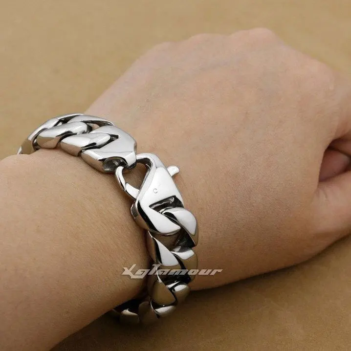 Модный однотонный мужской Байкерский браслет Rocker из нержавеющей стали 316L