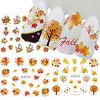 12 шт. Смешанная Осенняя наклейка на ногти водная наклейка на День Благодарения желтое золото листок Турция водяной знак слайдер маникюрные декоративные наконечники