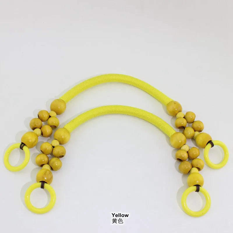 yellow 1-5 пар, 5 новых цветов, принимаем смешанные цвета, 47 см 18,5 дюймов деревянные бусины Веревка квилтинговые ручки, красивая бусина веревка связанная крючком сумка ручка - Цвет: yellow