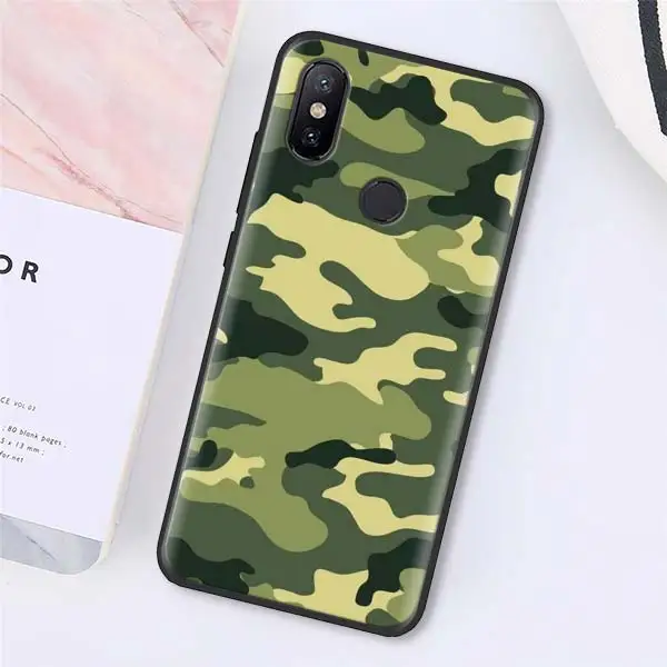 005 Камуфляжный военный армейский силиконовый чехол для Xiaomi Redmi 7 6 5 Note 7 5 6 Pro 4X 5A 6A S2 GO Poco F1 черный мягкий чехол - Цвет: 005