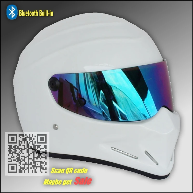 TopGear шлем Стига с Bluetooth Встроенный/белый Capacete Casco De красочным козырьком +