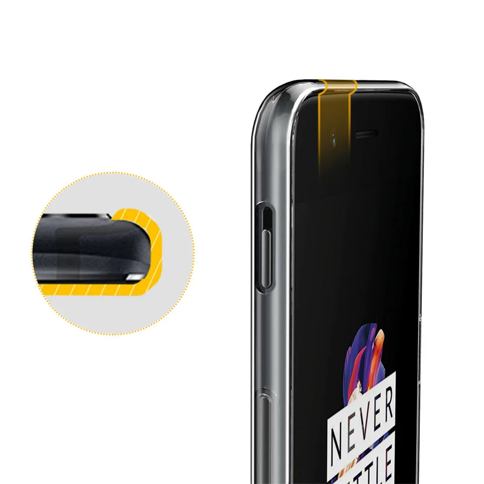 Для Oneplus 5 в случае мягкого ТПУ Crystal Clear тонкий Нескользящие прозрачный задняя
