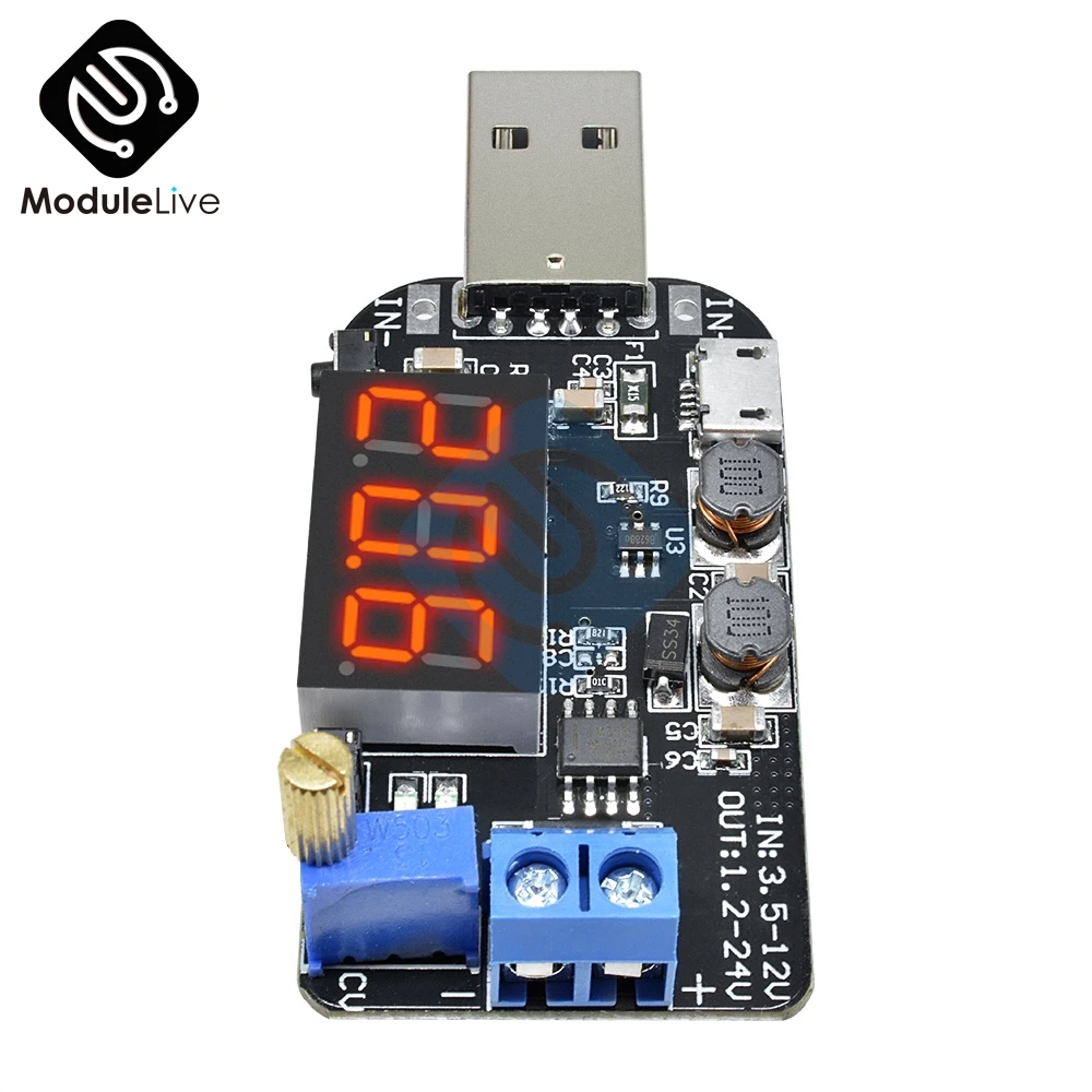 USB с током Micro 5 В до 3 9 в 12 18 24 регулируемый светодиодный модуль регулятора