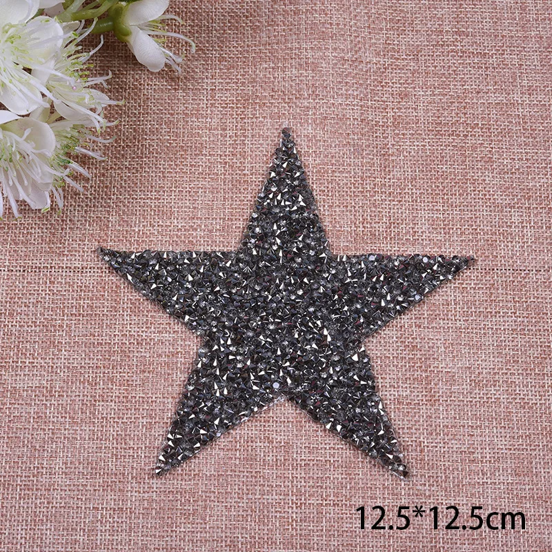 1pcs Multiple Sizes 3color Crystal Rhinestone Star Patches for Clothing Iron on Clothes Appliques Badge Stripes Diamond Stickers | Дом и сад