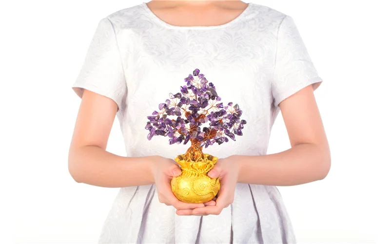 Модный Высокий Мини кристалл деньги дерево бонсай стиль богатство удача фэн шуй