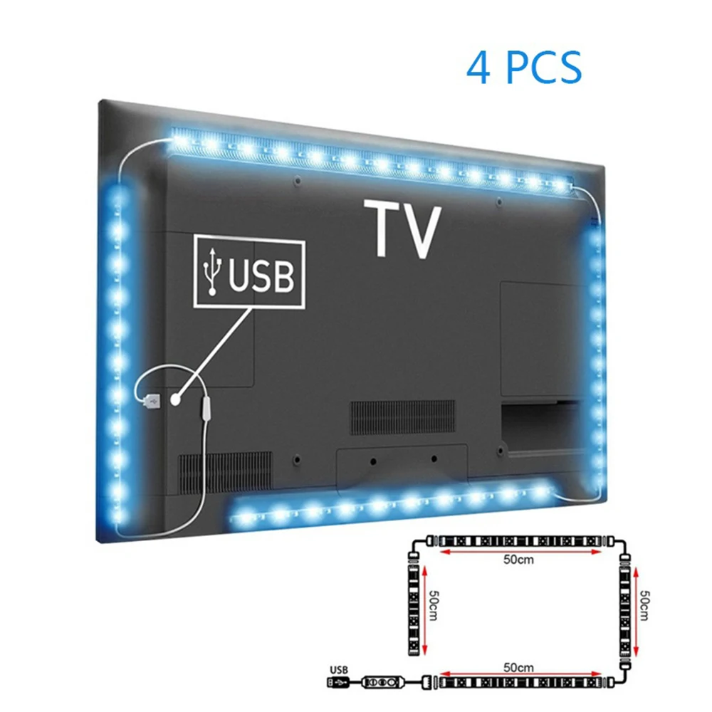 5 в 50 см 1 м 2 светодиодный ленточный светильник USB кабель силовая лампа SMD 5050 RGB 24KEY