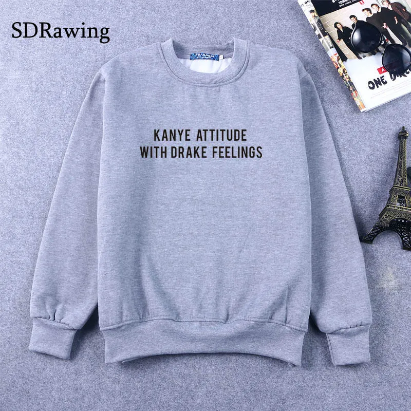 Женский джемпер Kanye повседневный с принтом в виде чувства Дрейка Забавный черный