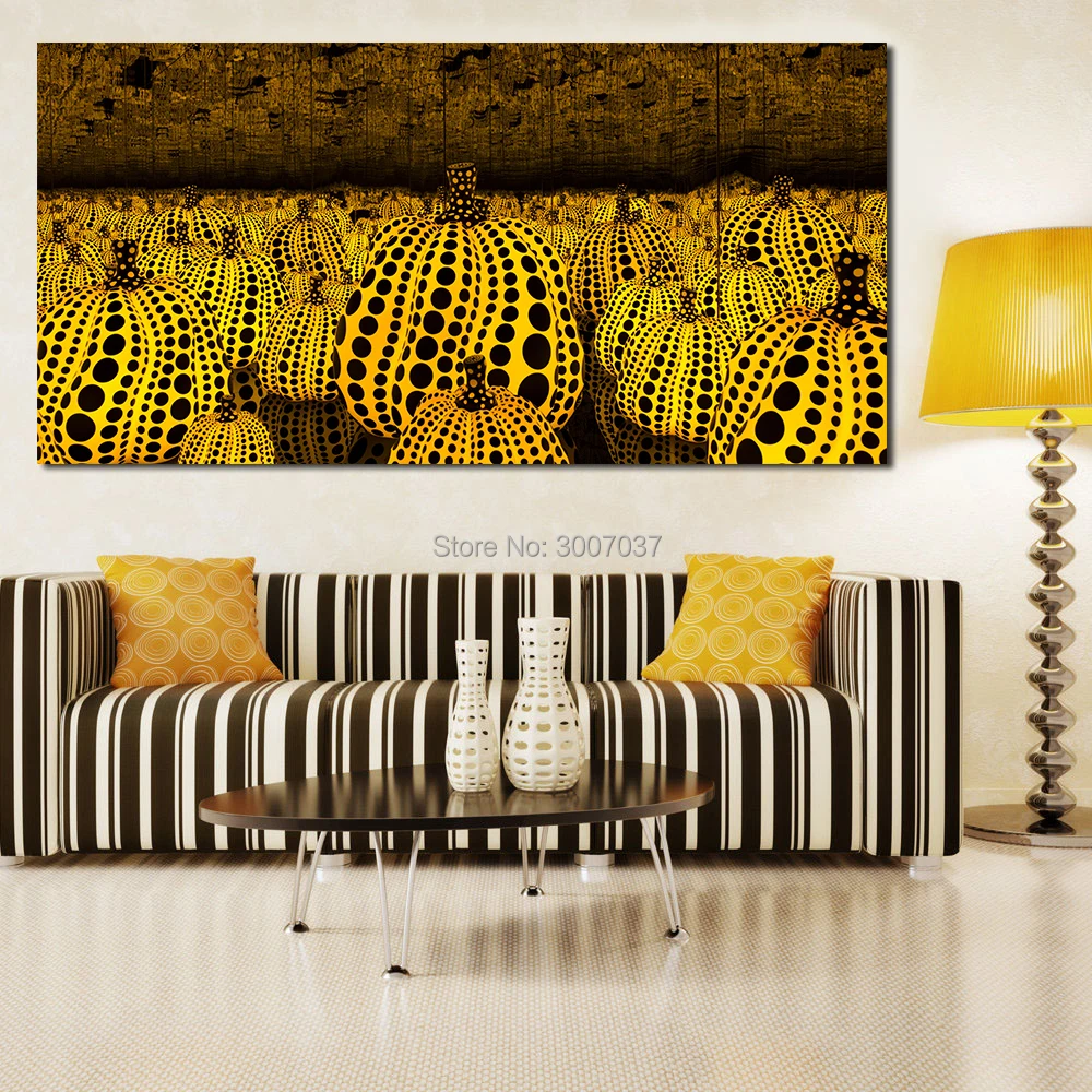Koop Yayoi Kusama Eeuwige Liefde IK Hebben Voor De Pompoenen 100% Handgeschilderde Olieverf Op Muur Canvas Schilderij Voor Thuis Decor No Frame