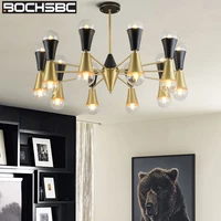 bochsbc glass lampshade copper chandeliers for bedroom living room dining rom industry hanging lights fixtures with e27 bulbs