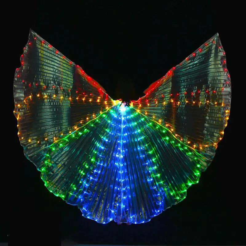 

New Colorful Led Wings Dancing Belly Stage Performance Props Cloak Luminous Wings 360 Degrees Led Wings Costume Send Sticks Gift