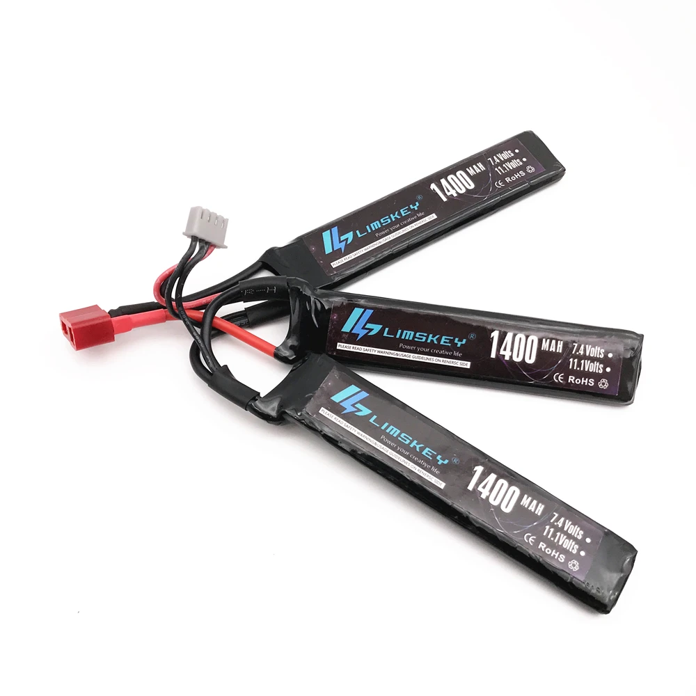 Limskey Мощность полимерный литий Батарея 11 1 V 1400 мА/ч 25C 3S T штекер для мини страйкбол