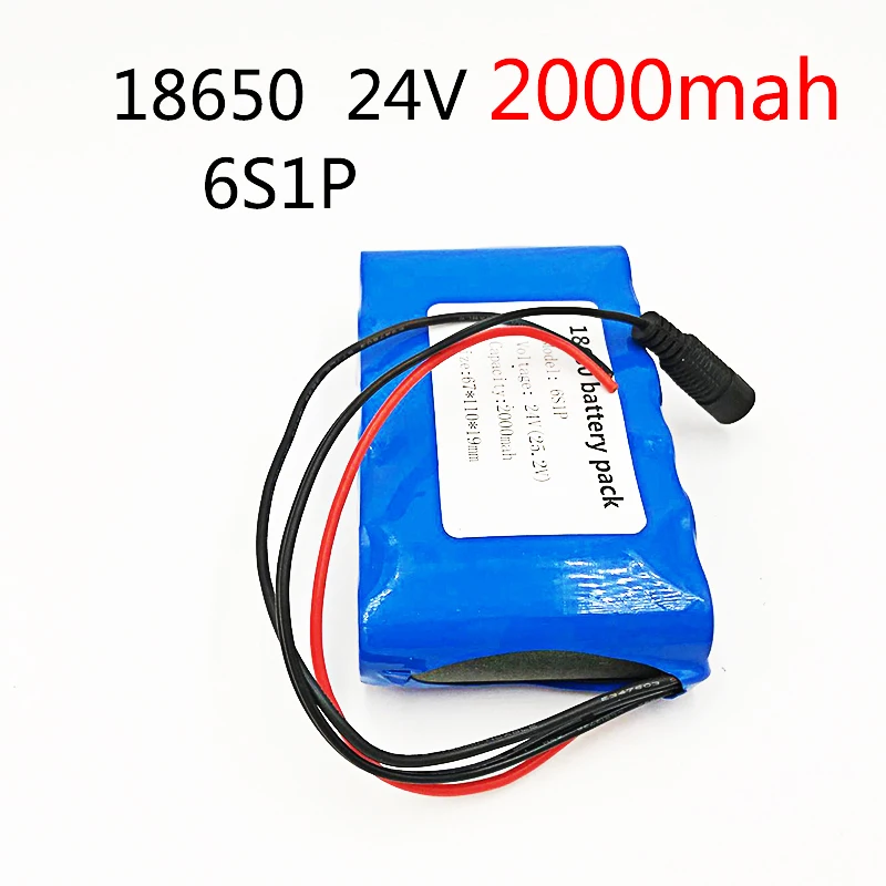 Бесплатная доставка 6S1P 18650 Аккумулятор DC 24V 25.2V2000mah аккумуляторная батарея для