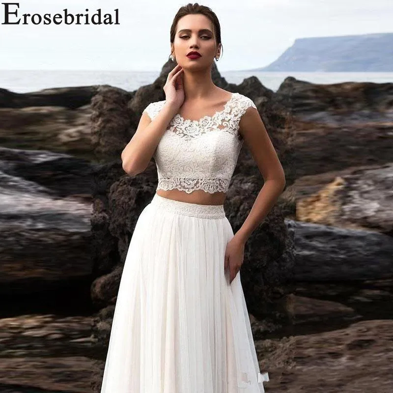Erosebridal/Новое поступление 2019 года свадебное платье из двух частей укороченный топ