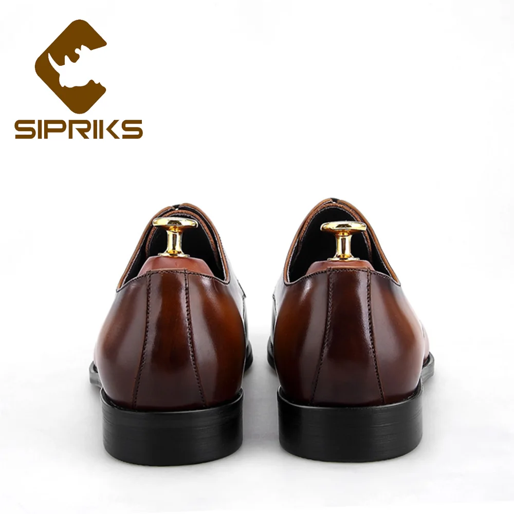 Роскошная обувь для мужчин Sipriks в итальянском стиле коричневый с оттенком патины