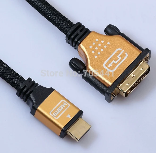 5 м Высококачественный золотой HDMI к DVI (24 + 1) кабель с нейлоновой сеткой для