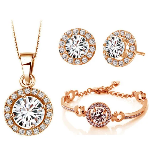 Комплект из колье серёг и браслета с фианитами|brand jewelry sets|jewelry setsquality set |