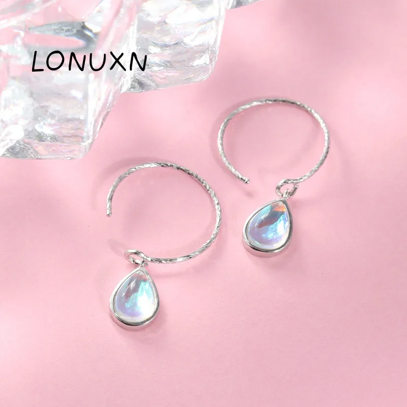 Высокое качество Стерлинговое Серебро натуральный лунный камень Геометрическая