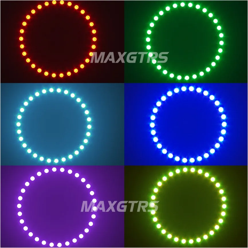 Многоцветные Кольца 60 мм 70 мм 80 мм 90 мм 100 мм 120 мм angel eyes 5050 RGB Halo, светодиодный фонарь для автомобиля, мотоцикла, фар, DRL противотуманных фар