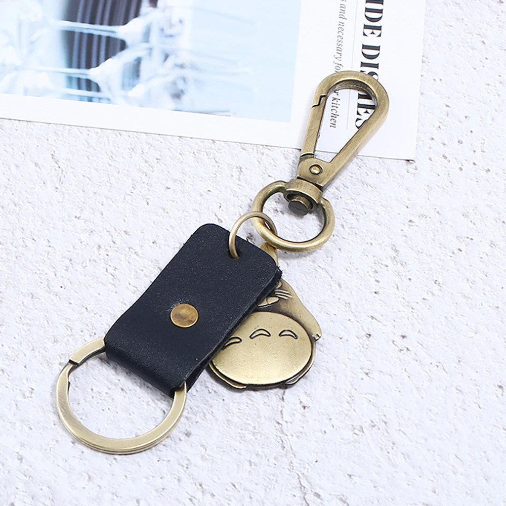 3.3*3.2CM Cute Totoro Key Chains Women Cowhide Leather Keyring Car Bag Pendant My Neighbor Keychain Japan Cartoon Jewelry | Украшения и