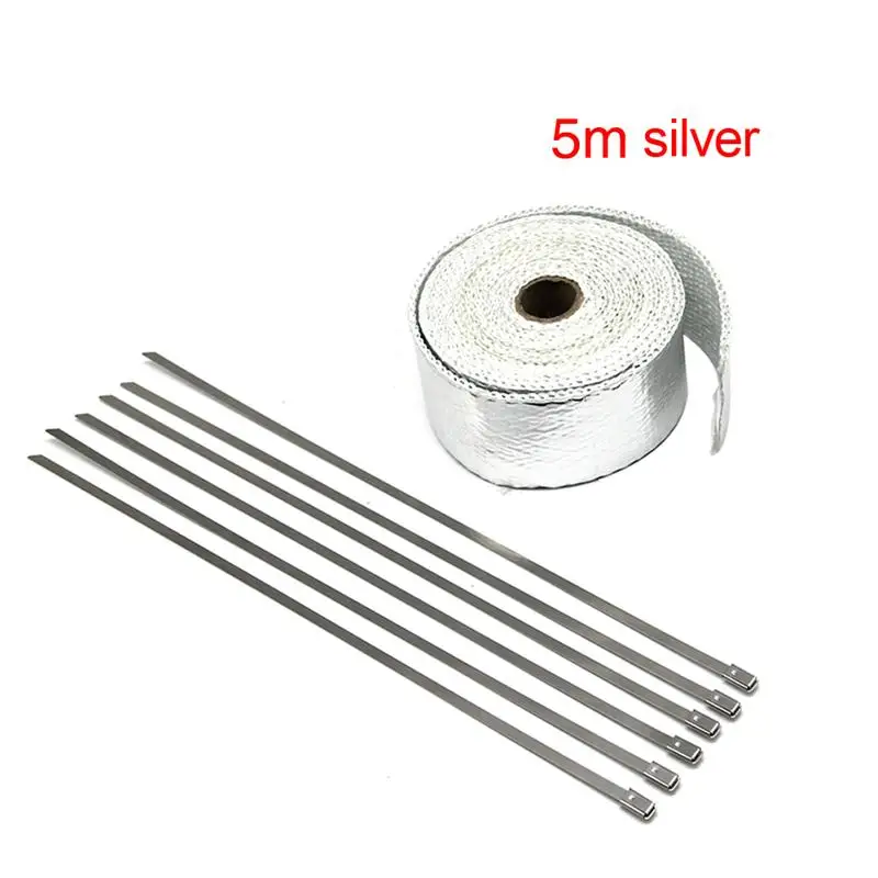 5M Silver Alconstar, 1,5 мм* 50 мм* 5 м, 10 м, 15 м, для мотоцикла, выхлопная, тепловая, выхлопная лента, коннектор, жаростойкий, для мотоцикла, автомобиля - Цвет: 5M Silver