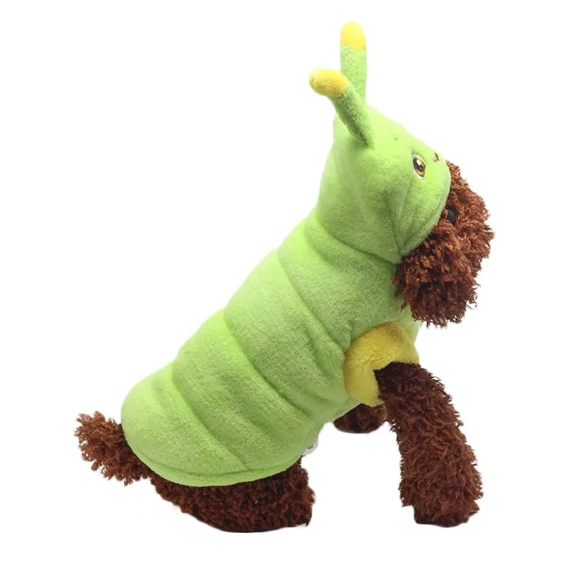 Pet мопса одежда гусеницы Косплэй зима коралловый флис пальто Одежда для питомцев