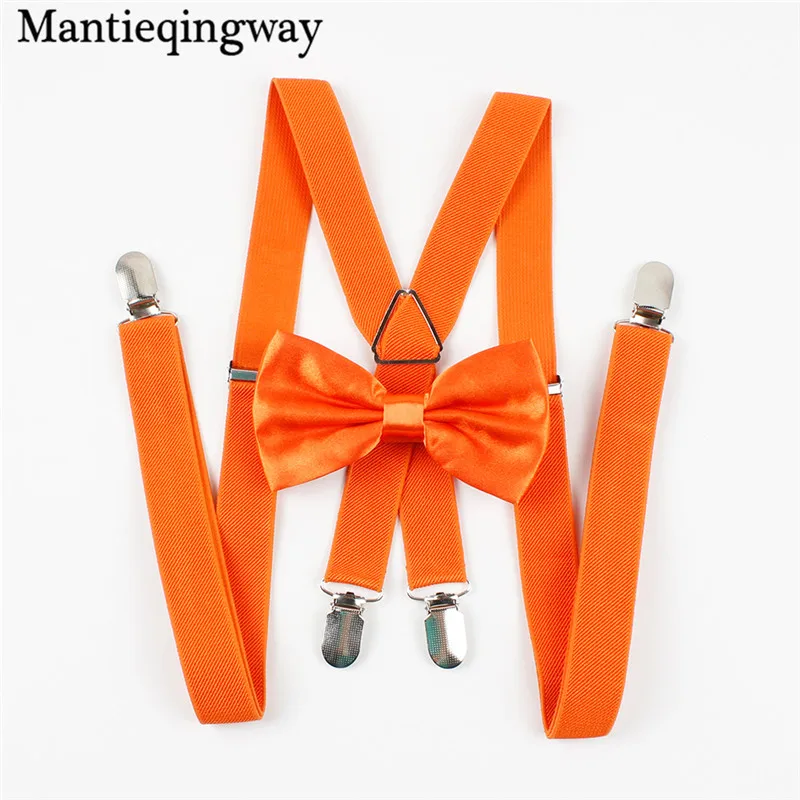 Mantieqingway классический сплошной цвет подтяжки галстук бабочка набор конфетных цветов полиэстер Свадебный галстук-бабочка подтяжки для женщин и мужчин эластичный бандаж