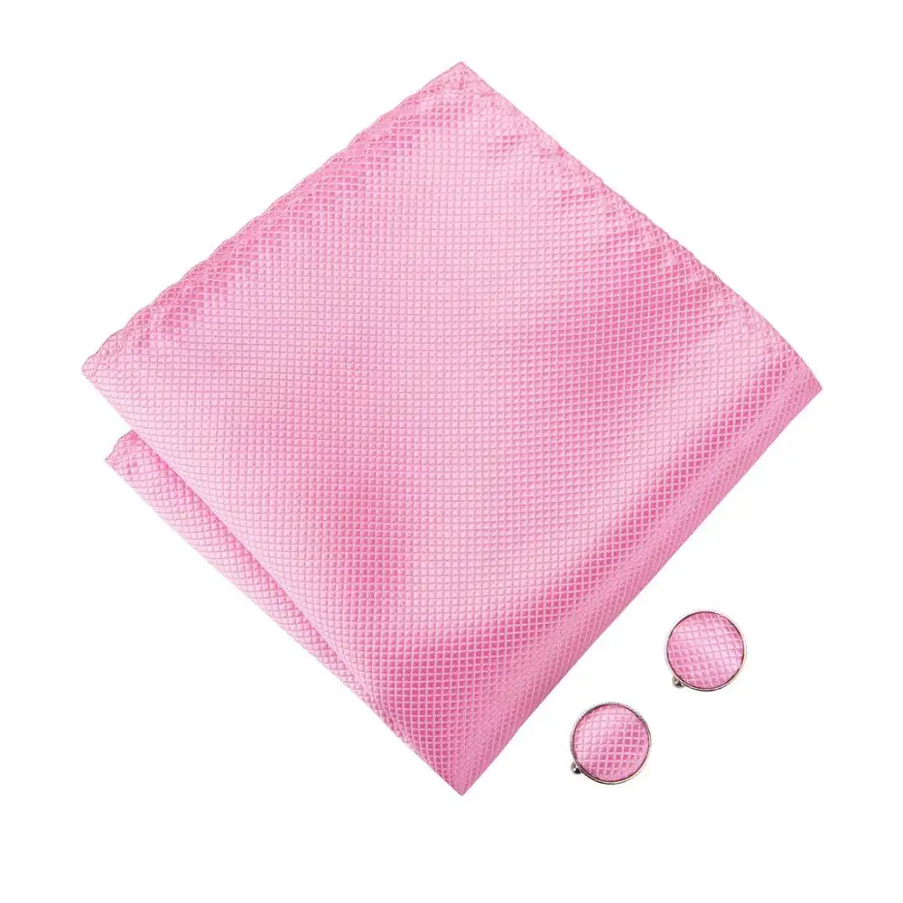 

LF-716 Barry.Wang 2018 Men`s Silk Bowtie Cravat Jacquard Woven Hanky Cufflink Pink Butterfly For Mens Wedding Business Party