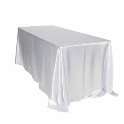 white 10 шт. 228x335 см белая/черная атласная Скатерть прямоугольный банкетный стол в гостинице ткань для свадебной вечеринки Рождество украшение дома - Цвет: white