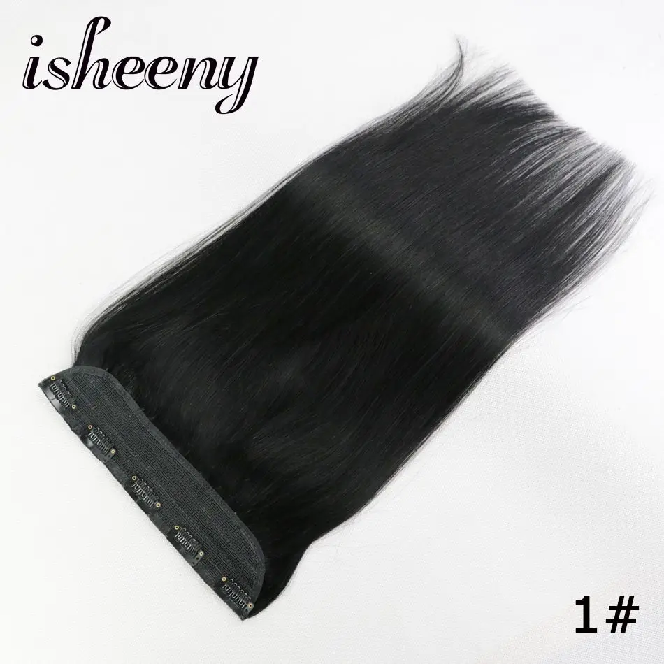 Isheeny, 14 дюймов, 18 дюймов, 22 дюйма, 1 шт., бразильские заколки для волос, Tic Tac, 5 клипов, remy, прямые волосы на заколках для наращивания - Цвет: #1