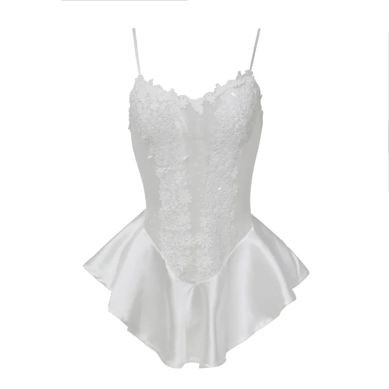

Sexy Lace See Through Sleep Wear Night Dress Deep V Backless Silk Lingerie Night Gown Womens Lingerie Nightgown Lingere