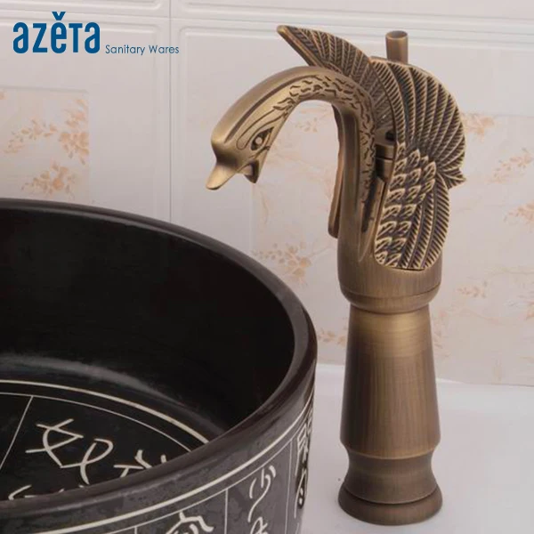 

Смеситель для раковины Azeta AT3106AQ, роскошный дизайн, высокая эффективность лебедя, античный, из латуни, Функция холодной и горячей воды