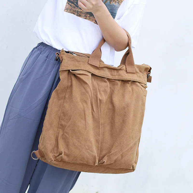 Multi-functional Canvas Handbag Man Women Big Capcity Multi-pocket Bag School Fabric Eco-friendly Book Unisex Dual-use |