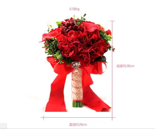 Новый дизайн красный свадебный букет для невесты Искусственный Свадебный в