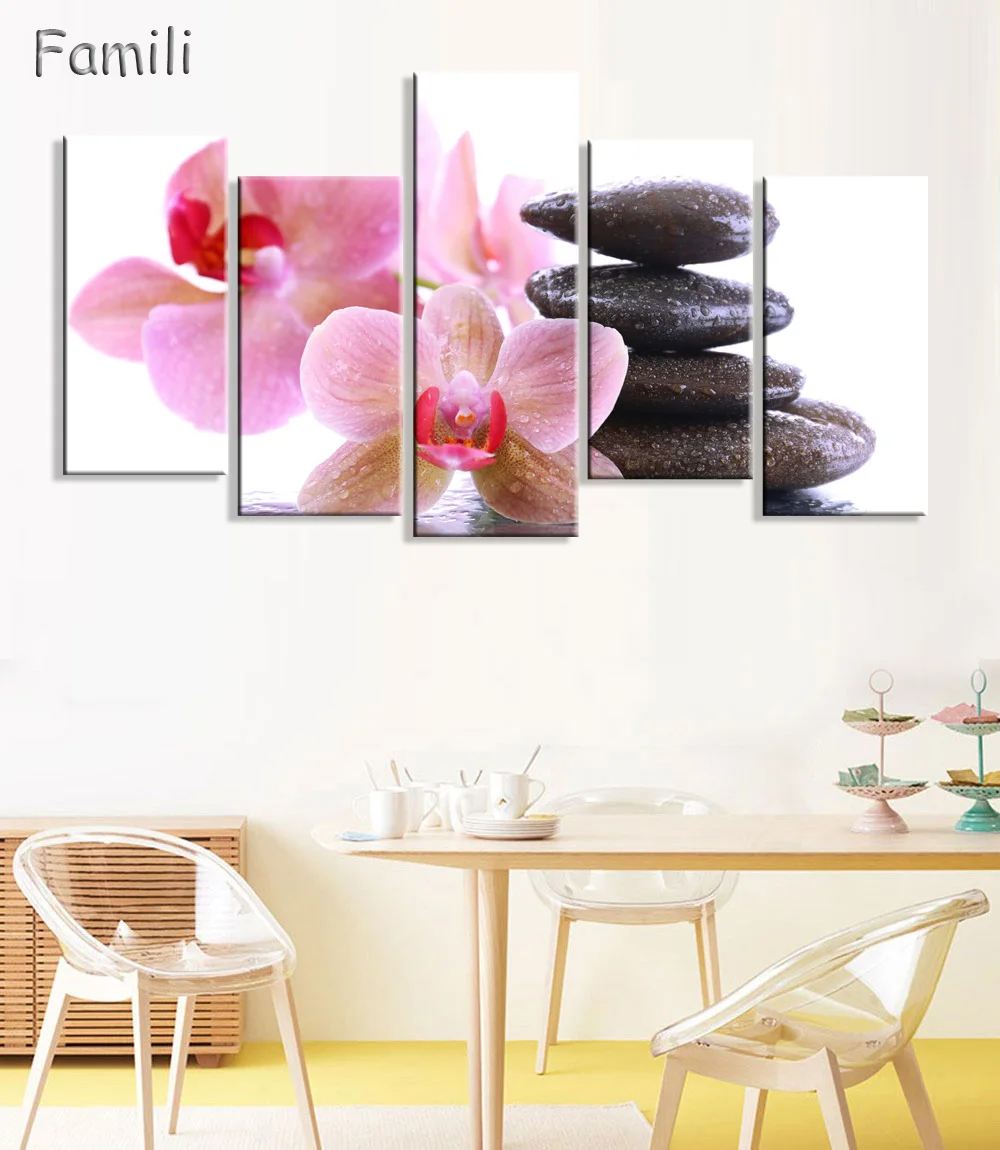 5 панелей без рамки холст фотопечать орхидеи и фото Декор новейшая Настенная