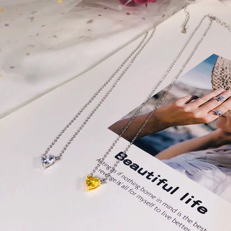 Женское Ожерелье SM из стерлингового серебра 925 пробы с желтым цирконием