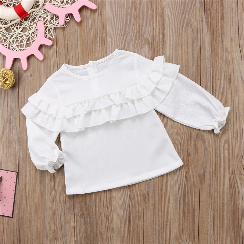 Футболка с длинным рукавом и оборками для новорожденных девочек|baby clothing|baby girl