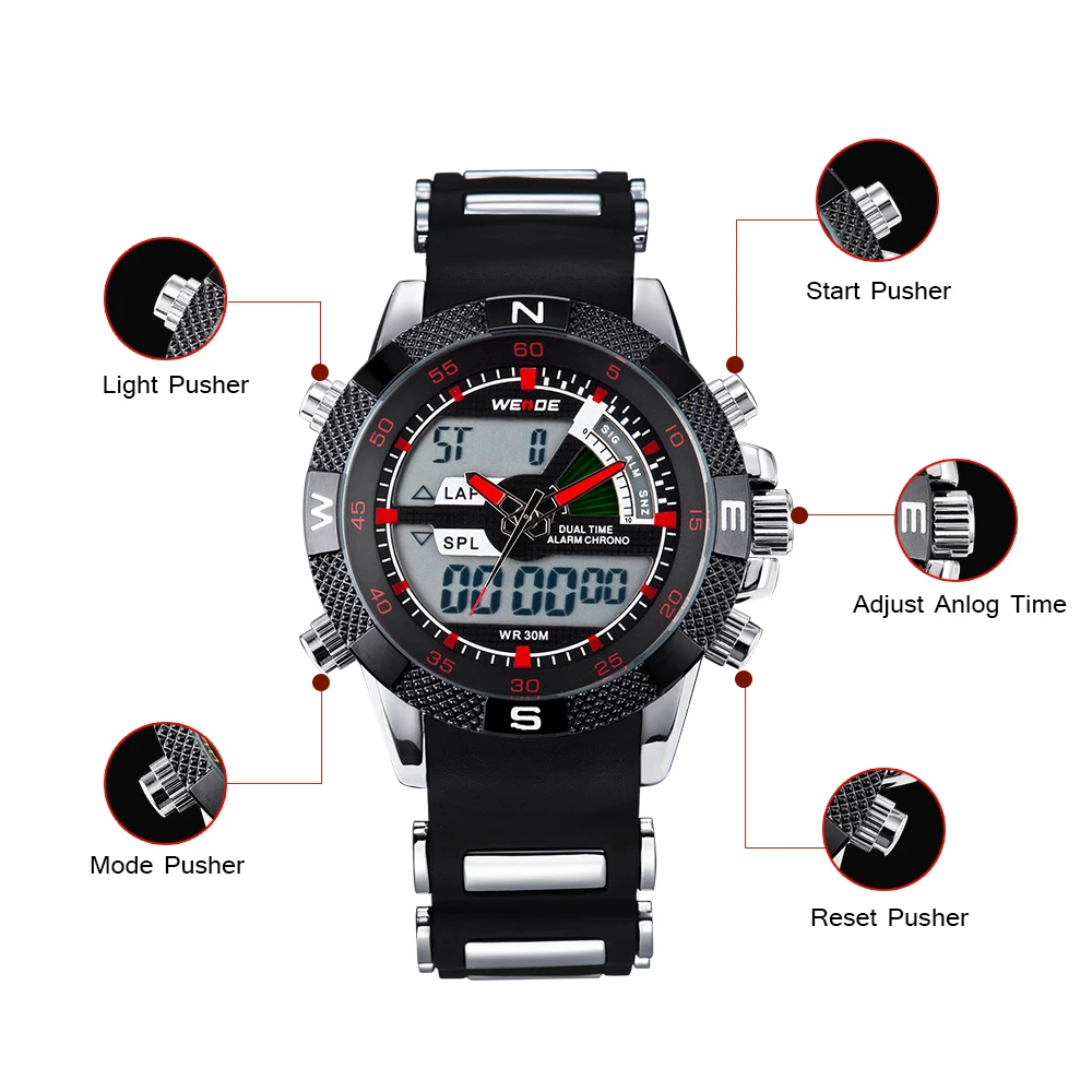 WEIDE мужские часы лучший люксовый бренд автоматические противоударные