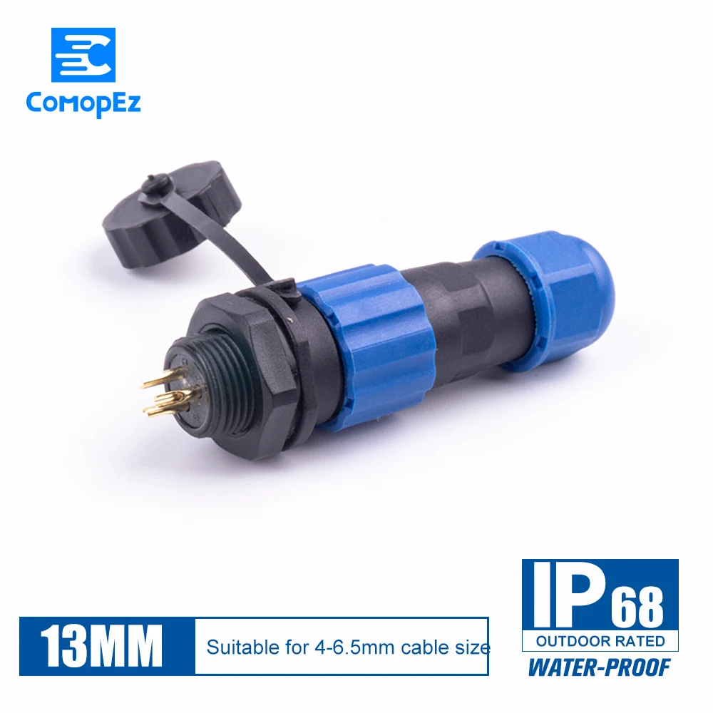 Waterproof Connector SP13 IP68 Cable Connectors Plug Socket Male Female 1 2 3 4 5 6 7 Pin SD13 13mm Straight Back Nut | Обустройство