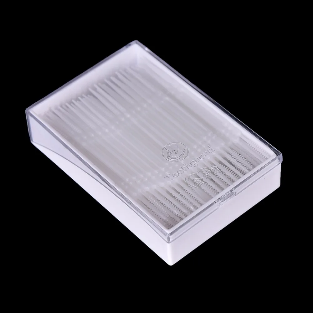 Белая зубная нить практичная с двойной головкой гигиена пластиковая межзубная