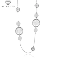 attractto fashion tree of life necklace pendants charm for women stainless steel necklaces silver statement necklace sne190041