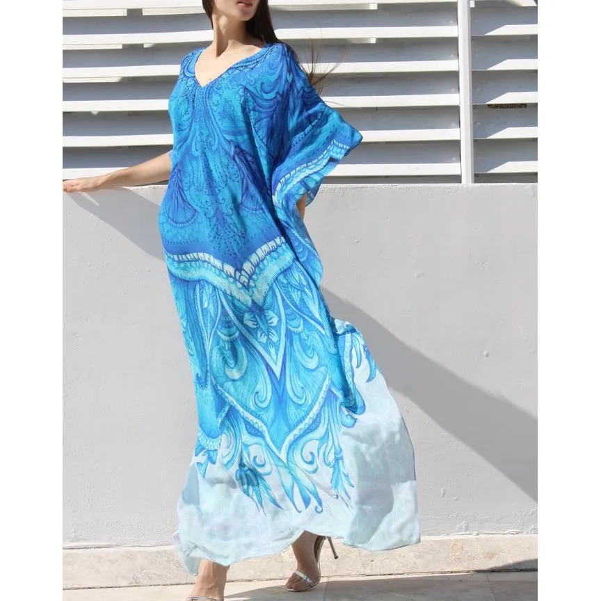 Женское пляжное платье с рукавом летучая мышь большого размера в стиле бохо