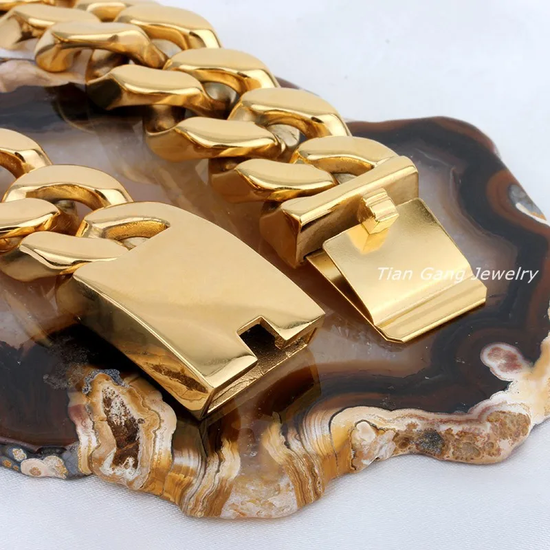 Цепь кубинская из нержавеющей стали 72 см (28 дюймов) * 20 мм 440 г|women necklace|cuban chainreal gold |