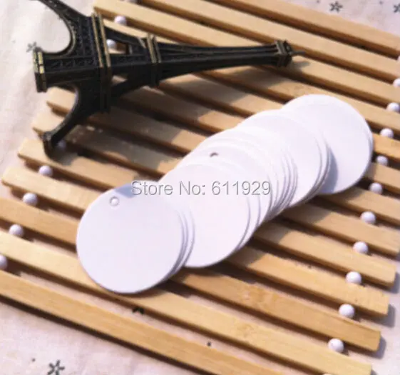 

Free shipping 500 pcs a lot 350 gsm dia.3.5cm blank round white paper tag/baking price tags/garment hang tag/labels/message card