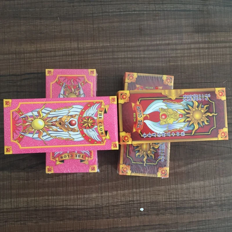 52 шт./компл. аниме Cardcaptor Sakura Косплэй реквизит розовый/красный таро карты КИНОМОТО Сакура Card набор девочек Волшебная аксессуары