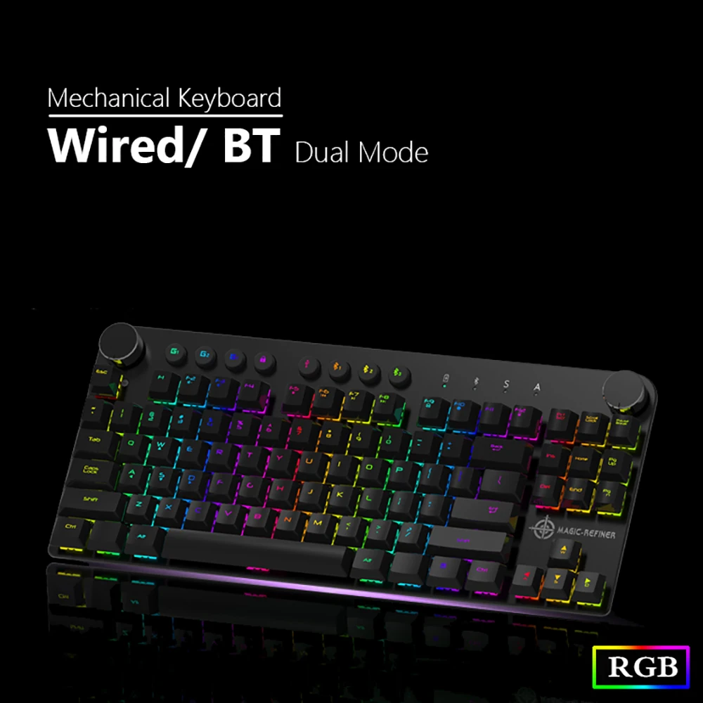 Механическая игровая клавиатура MAGIC REFINER MK11 проводная USB и беспроводная BT 3 0 RGB с