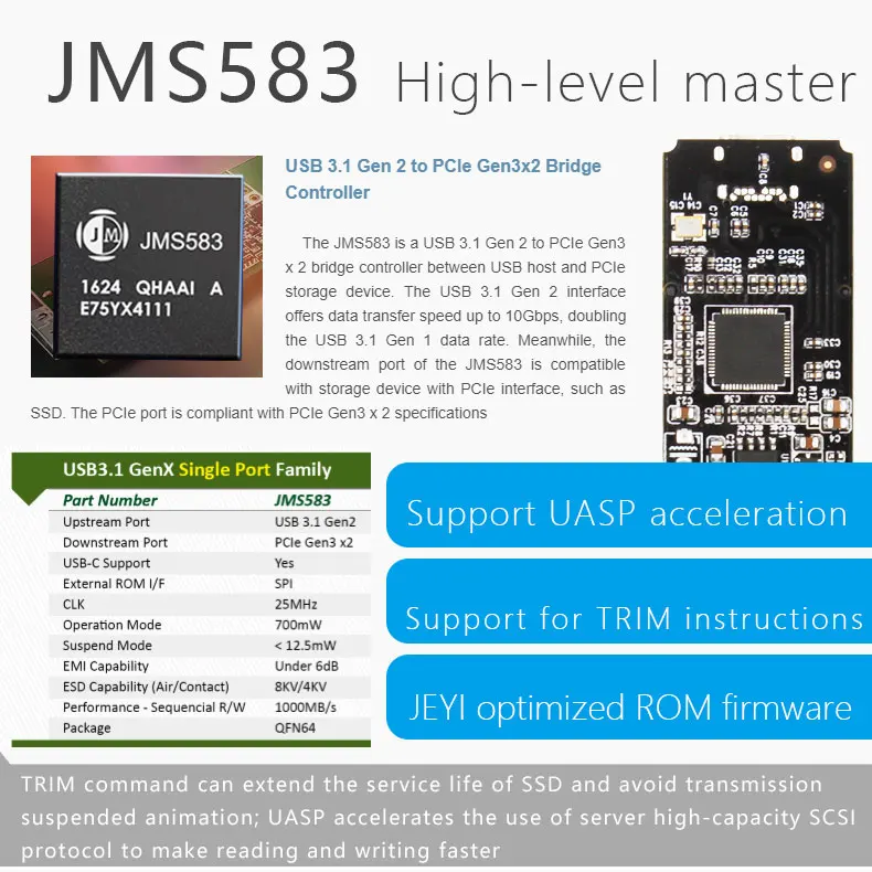 JEYI iceshark i9 HDD корпус мобильного коробка-чехол на HDD NVME алюминиевый тип C3.1 JMS583 М. 2 USB3.1 M.2 PCIE SSD U.2 M.2 PCI-E