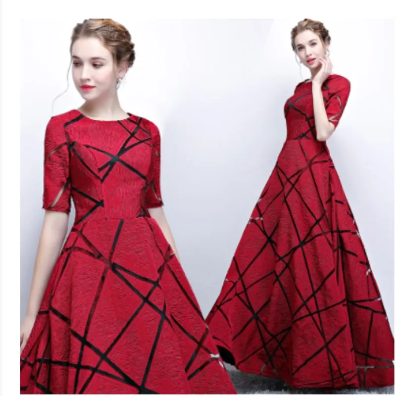 Robe De Soiree/вечернее платье невесты для банкета с круглым вырезом и короткими рукавами; элегантное платье в пол с карманами на молнии сзади; Vesta De Festa