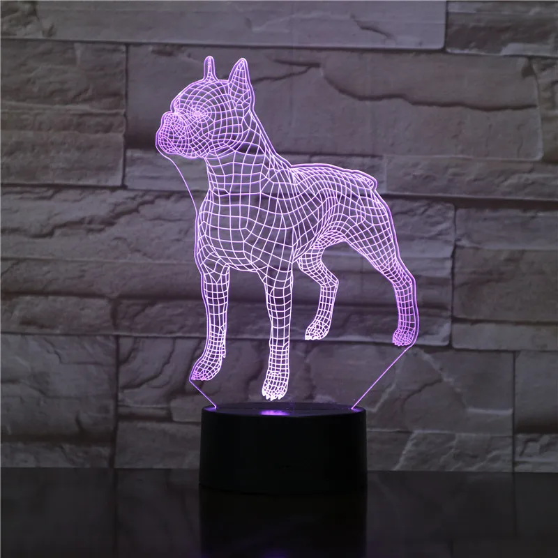 СВЕТОДИОДНЫЙ 3D светильник с оптической иллюзией Бультерьера ночник USB